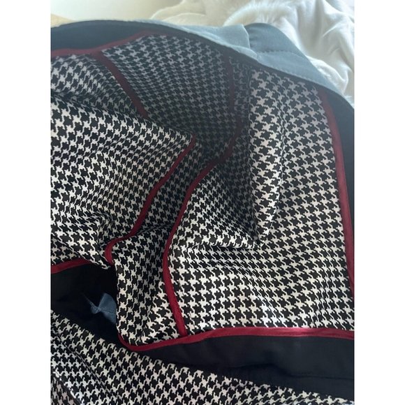 Sanyo Long Sleeve Button Closure Hood Houndstooth Trench Coat Jacket Black - 12 - Picture 11 of 12